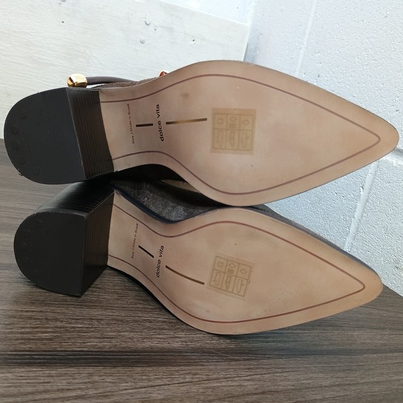 Dolce Vita Brown Suede Knee High Western Boots Pointed Toe Block Heel Zip Size 5 - Picture 12 of 16